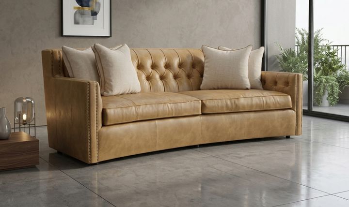 Bernhardt Candace Leather Sofa with Track Arms