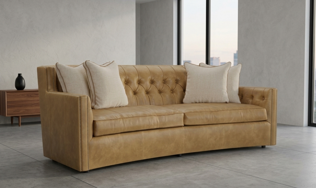 Bernhardt Candace Leather Sofa with Track Arms