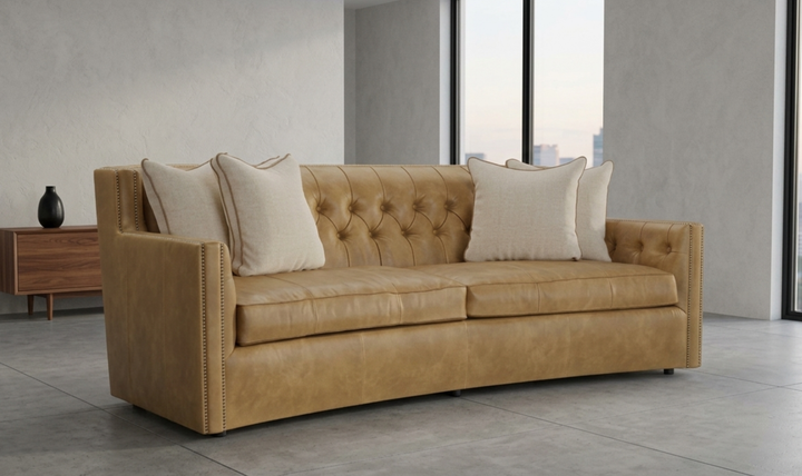 Bernhardt Candace Leather Sofa with Track Arms