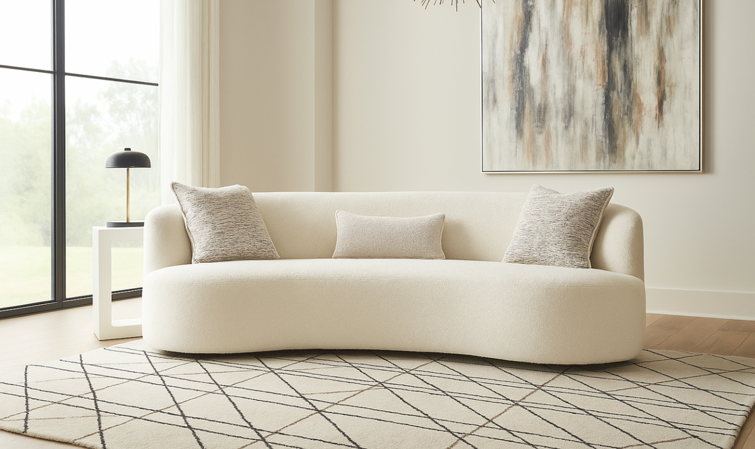 Bernhardt Elle 3-seater Fabric White Sofa with Feather Down Cushions