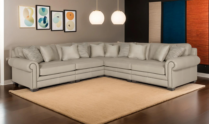 Bernhardt Grandview 5 Piece Sectional Sofa in Leather