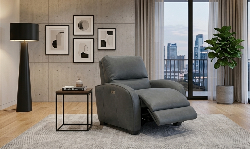 Bernhardt Kyra Leather Power Motion Recliner Chair-Jennifer