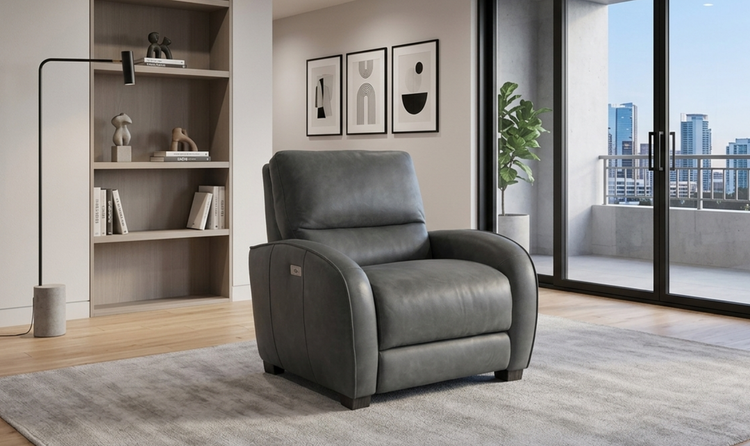 Bernhardt Kyra Leather Power Motion Recliner Chair-Jennifer