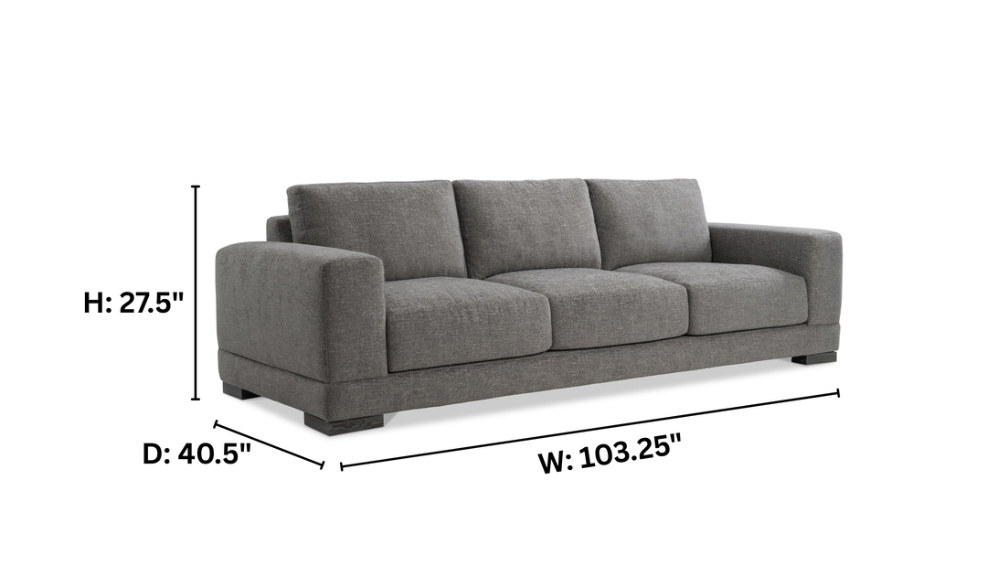 Bernhardt Lars Gray Fabric Sofa With Wide Track Arms