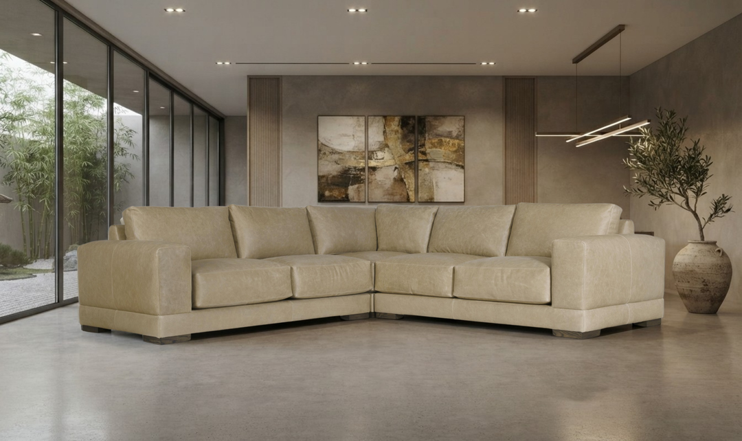 Bernhardt Lars Leather Sectional Sofa With Throw Pillows-Jenniferfurniture