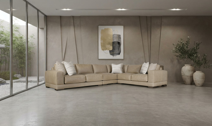 Bernhardt Lars Leather Sectional Sofa With Throw Pillows-Jenniferfurniture