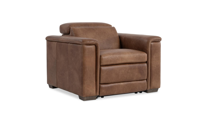 Bernhardt Lioni Leather Power Motion Chair with Pop-Up Headrest