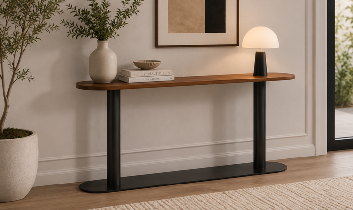 Bernhardt Loft Brasea Wood Console Table With Pedestal Base-Jennifer