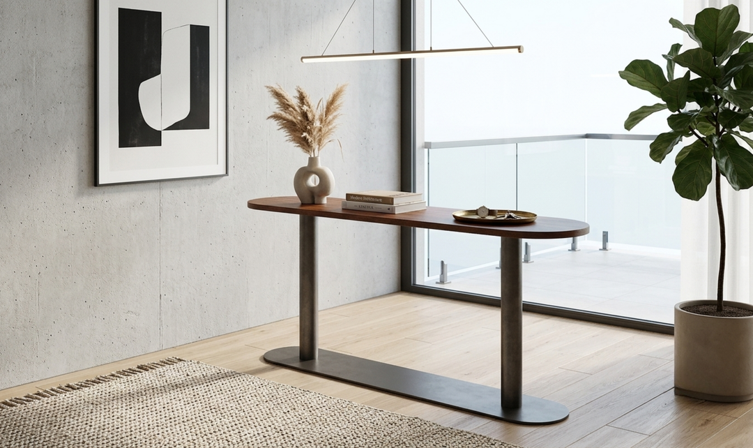Bernhardt Loft Brasea Wood Console Table With Pedestal Base-Jennifer