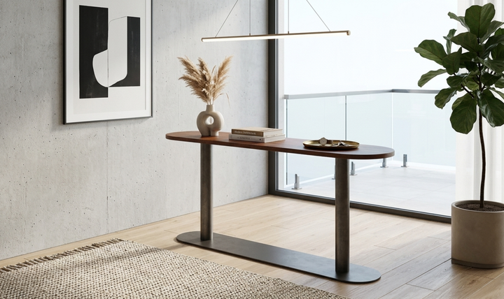 Bernhardt Loft Brasea Wood Console Table With Pedestal Base-Jennifer