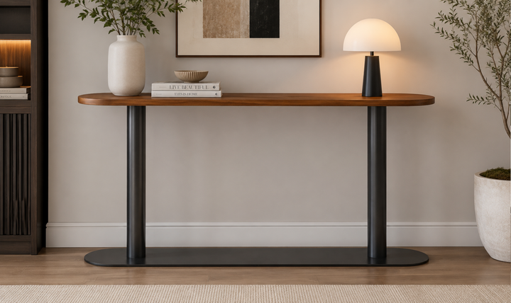 Bernhardt Loft Brasea Wood Console Table With Pedestal Base-Jennifer