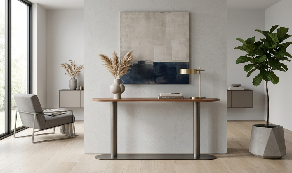 Bernhardt Loft Brasea Wood Console Table With Pedestal Base-Jennifer