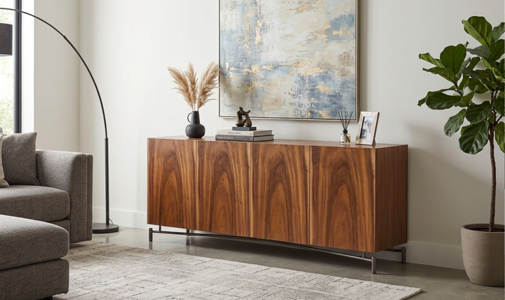Bernhardt Loft Brasea Wood Credenza With Metal Base-Jennifer