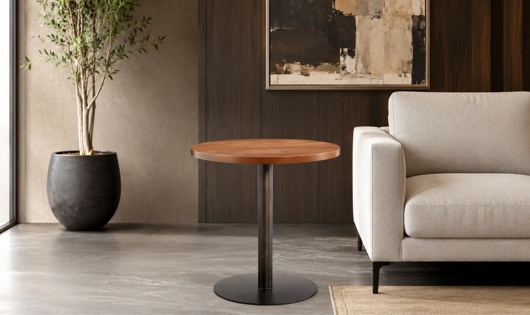Bernhardt Loft Brasea Wood Side Table With Steel Base