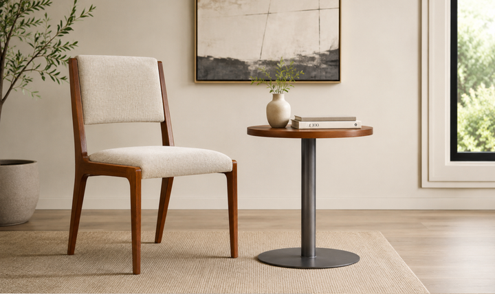 Bernhardt Loft Brasea Wood Side Table With Steel Base