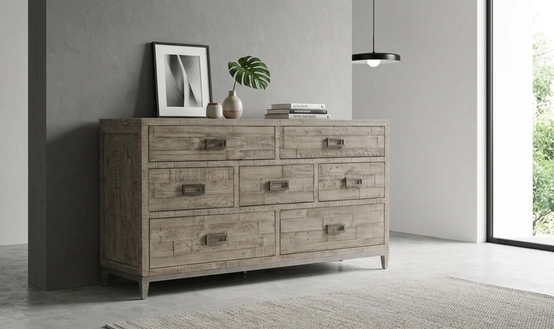 Bernhardt Loft Shaw Reclaimed Pine Wood Dresser with Metal Base-Jennifer