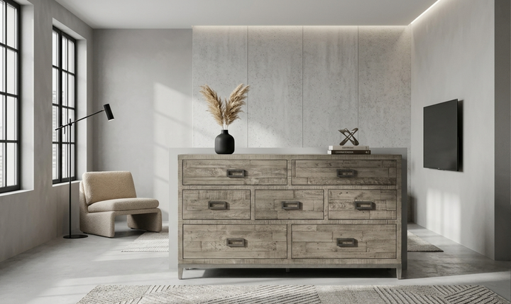 Bernhardt Loft Shaw Reclaimed Pine Wood Dresser with Metal Base-Jennifer
