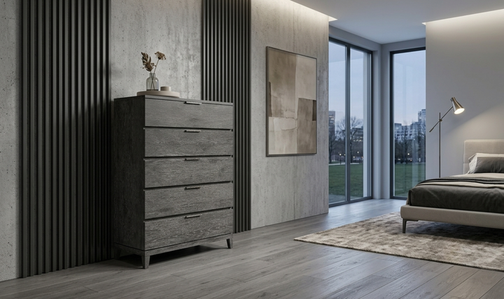 Bernhardt Menton 5 Drawers Wooden Chest in Sutton Black- Jennifer Furniture