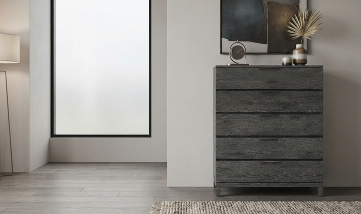 Bernhardt Menton 5 Drawers Wooden Chest in Sutton Black- Jennifer Furniture