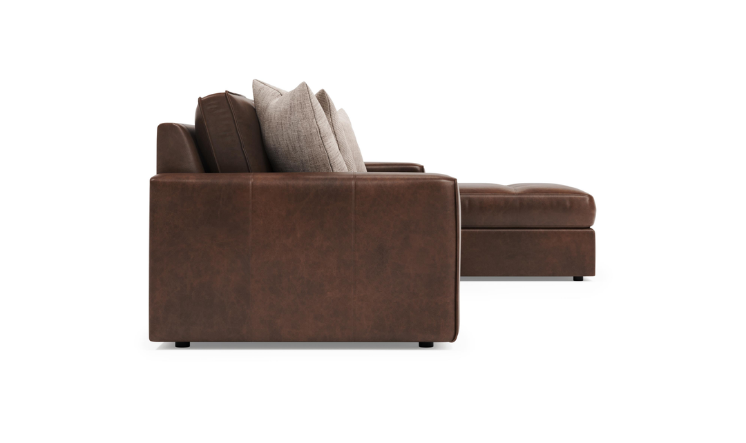 Bernhardt Nest Brown Leather Modern Sectional With Chaise