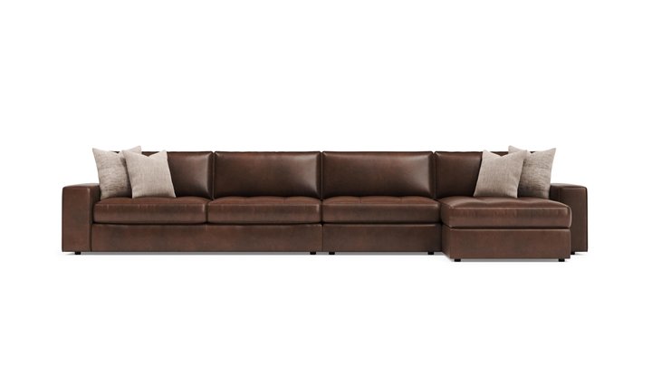 Bernhardt Nest Brown Leather Modern Sectional With Chaise