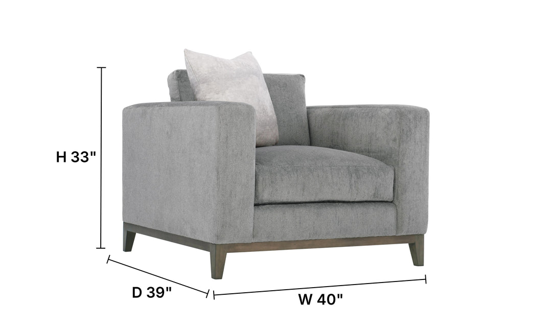 Bernhardt Noel Fabric Gray Living Room Set with Feather Down Cushion & Accent Throw Pillow-Jennifer Furniture