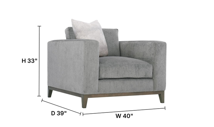 Bernhardt Noel Fabric Gray Living Room Set with Feather Down Cushion & Accent Throw Pillow-Jennifer Furniture