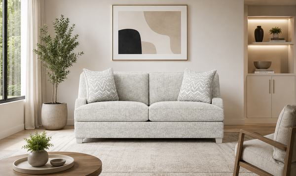 Bernhardt Rollins Light Gray Fabric Loveseat with 2 Accent Pillows