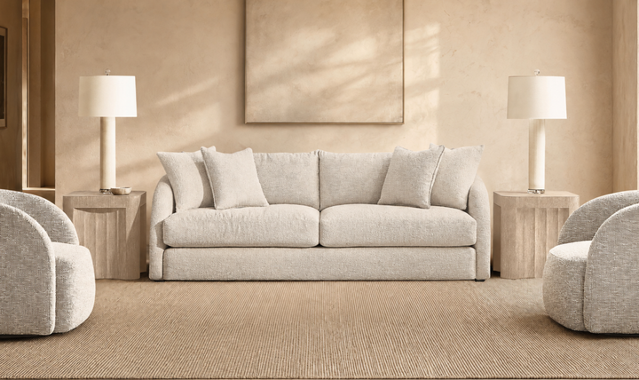 Bernhardt Terra 2-Seater Boucle Fabric Sofa with Slope Arms in Beige - Jennifer Furniture