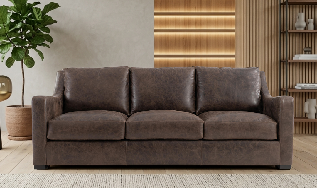 Bernhardt Ventura Dark Brown Leather Sofa-Jennifer