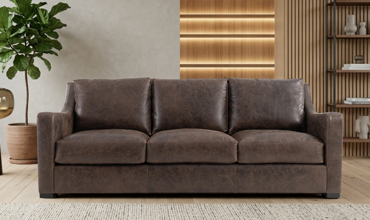 Bernhardt Ventura Dark Brown Leather Sofa-Jennifer