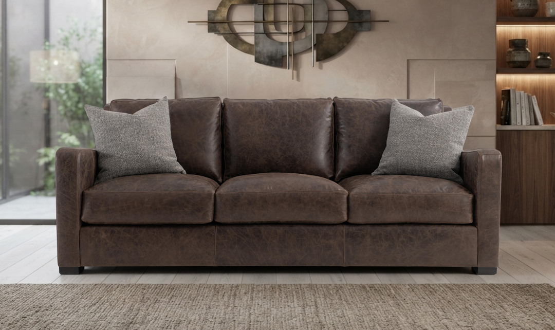 Bernhardt Ventura Dark Brown Leather Sofa-Jennifer