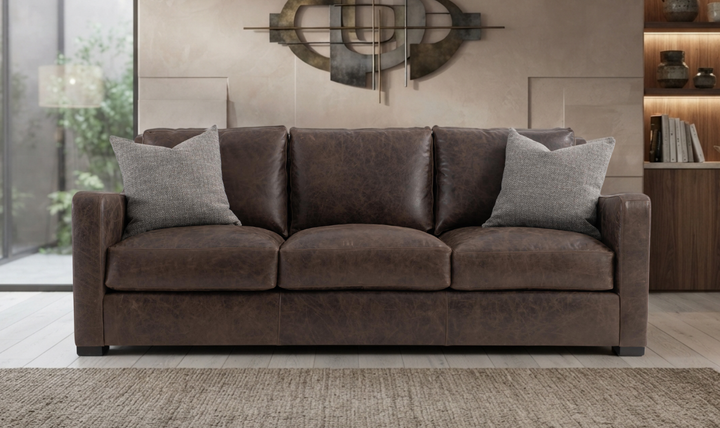 Bernhardt Ventura Dark Brown Leather Sofa-Jennifer