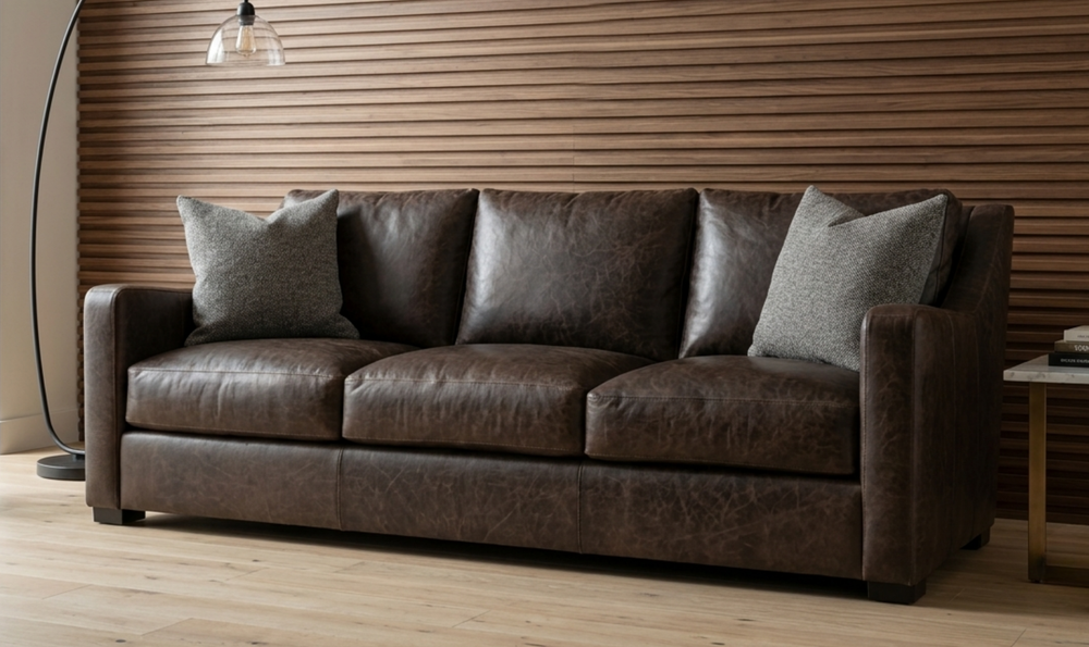 Bernhardt Ventura Dark Brown Leather Sofa-Jennifer