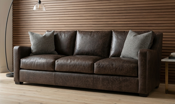 Bernhardt Ventura Dark Brown Leather Sofa-Jennifer
