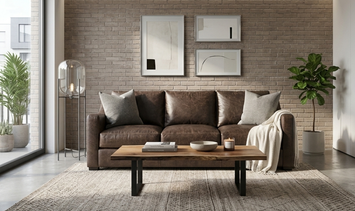 Bernhardt Ventura Dark Brown Leather Sofa-Jennifer
