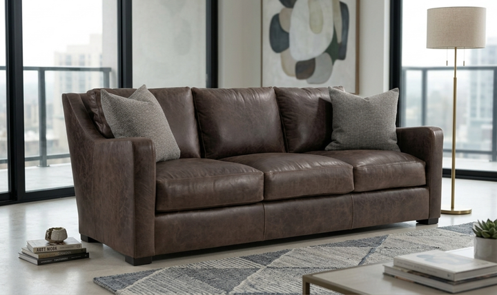 Bernhardt Ventura Dark Brown Leather Sofa-Jennifer