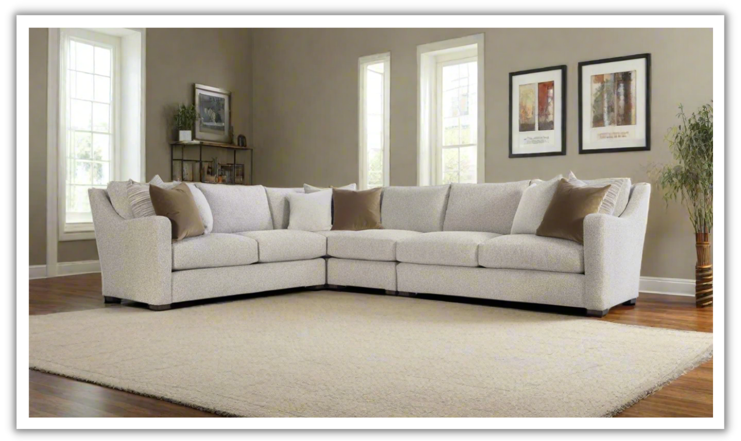 Bernhardt Ventura Fabric Sectional Sofa with Feather Down Cushions