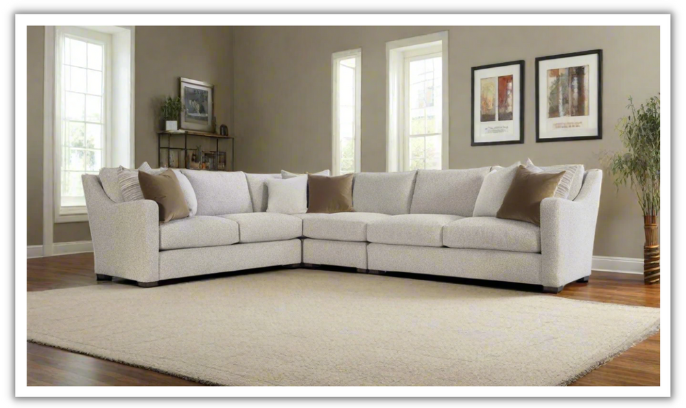 Bernhardt Ventura Fabric Sectional Sofa with Feather Down Cushions