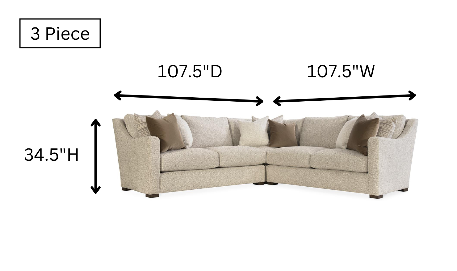 Bernhardt Ventura Fabric Sectional Sofa with Feather Down Cushions