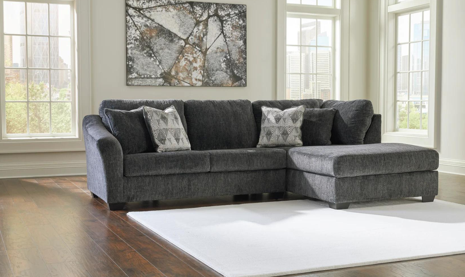 Modern Heritage Biddeford 2-Piece Fabric Sectional Sofa With Chaise