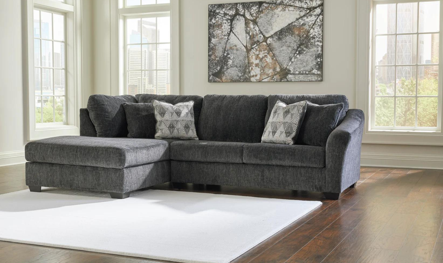 Modern Heritage Biddeford 2-Piece Gray Sectional Sofa with Chaise