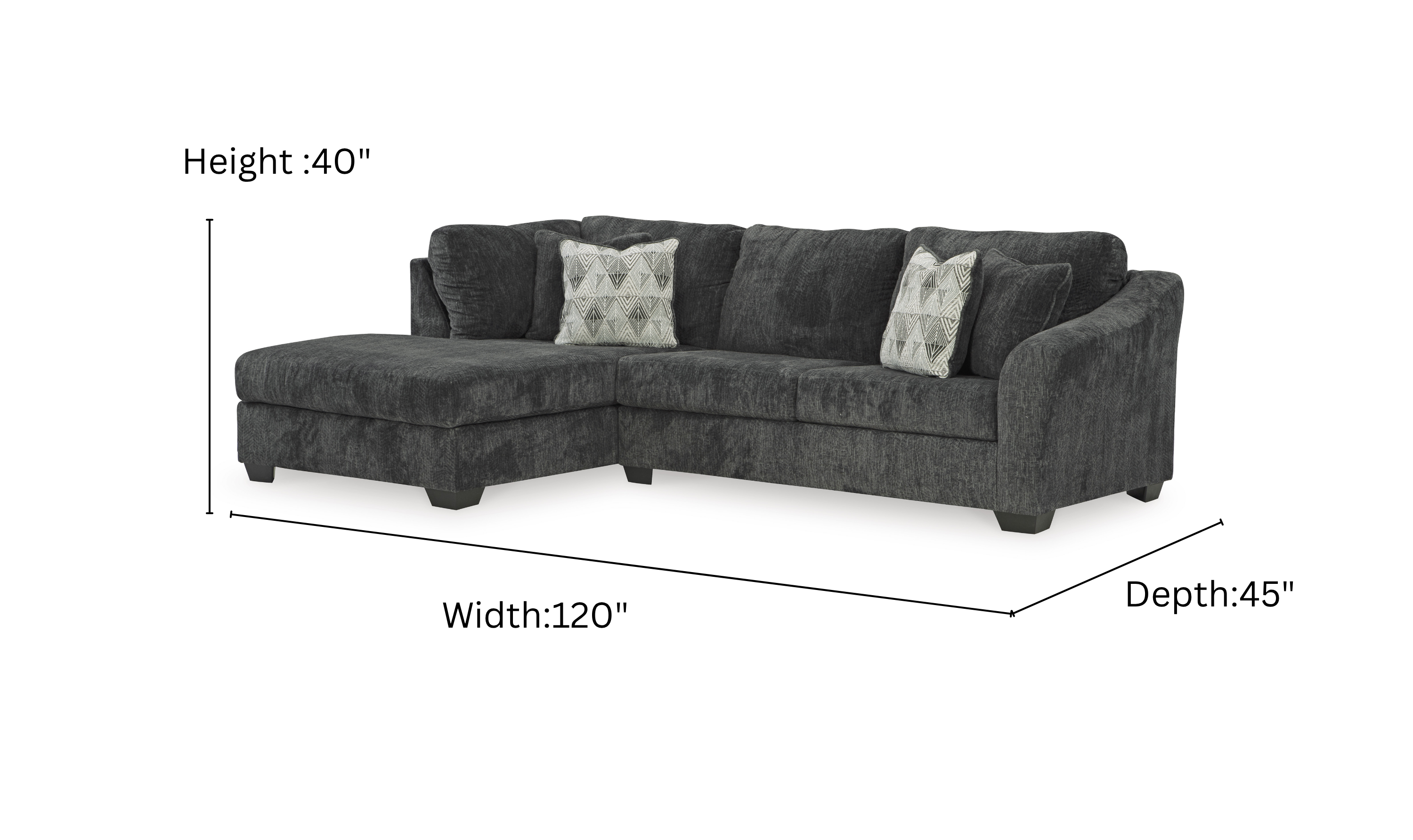 Modern Heritage Biddeford 2-Piece Fabric Sleeper Sectional With Chaise In Shadow