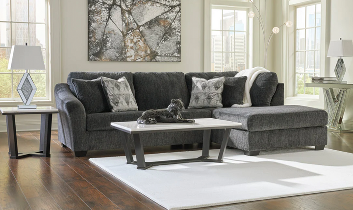 Biddeford 2-Piece Fabric Sleeper Sectional With Chaise In Shadow