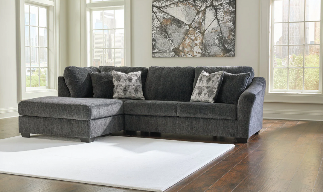 Biddeford 2-Piece Fabric Sleeper Sectional With Chaise In Shadow