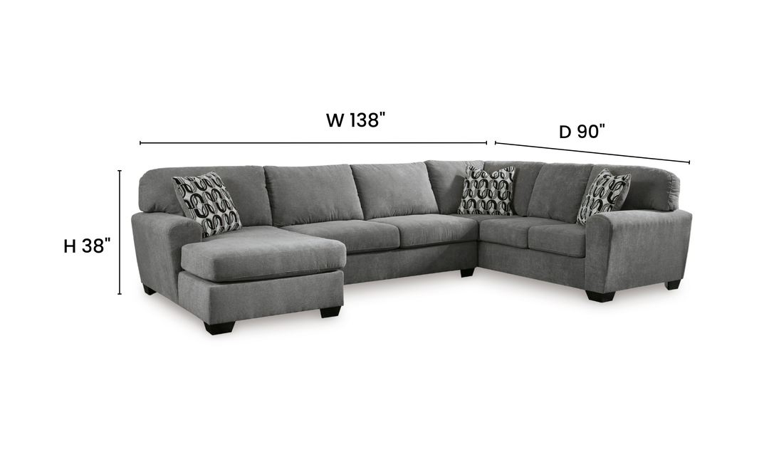 Modern Heritage Birkdale Court U-Shape 3-Piece Gray Fabric Sectional with Chaise