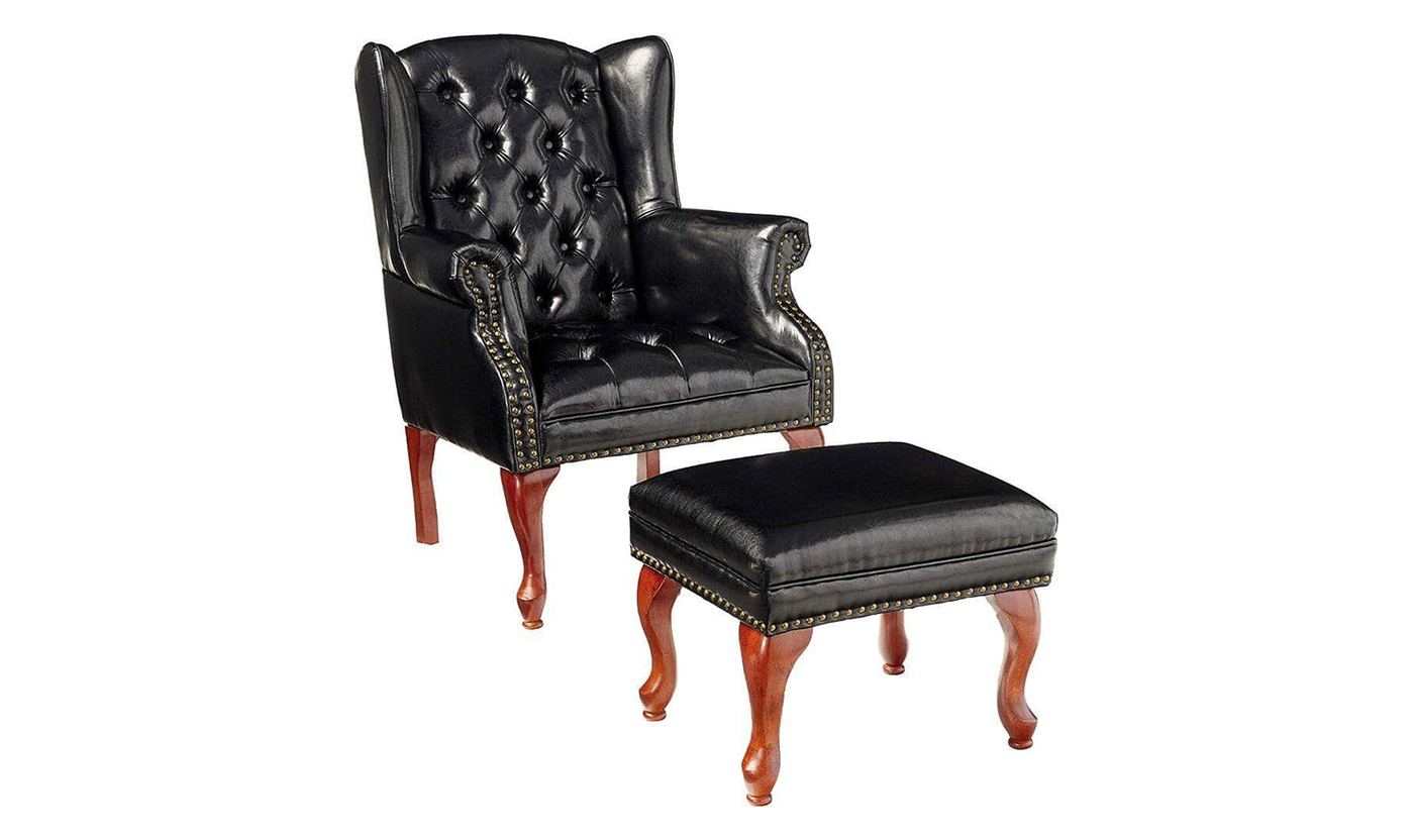 Black Accent Chair/Ottoman