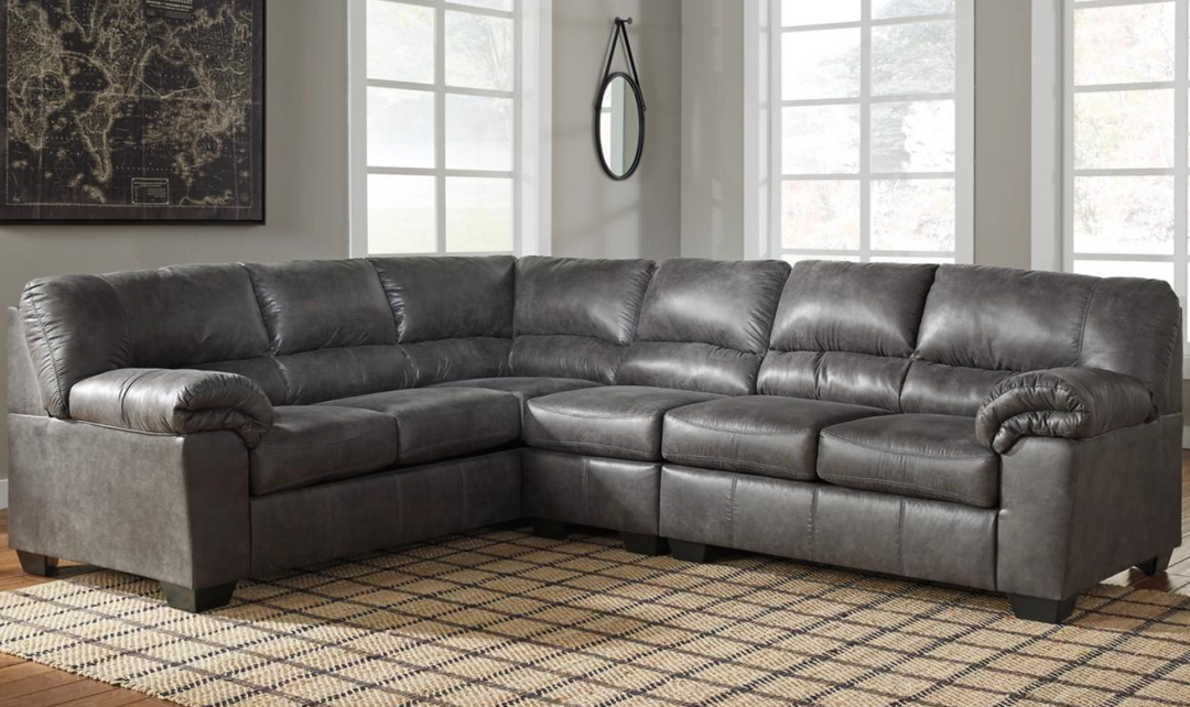 Modern Heritage Bladen L-Shaped Leather Sectional Sofa with Cushion Arms