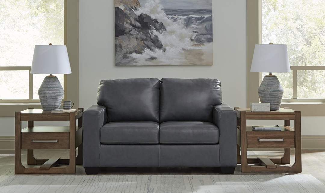 Modern Heritage Bolsena 2-Seater Leather Loveseat With Track Arms