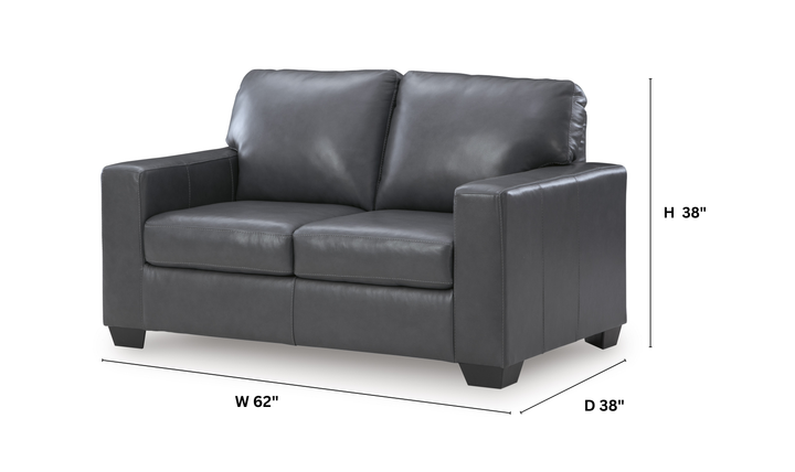 Modern Heritage Bolsena 2-Seater Leather Loveseat With Track Arms